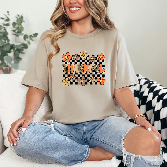 Thankful Checkerboard Graphic Tee
