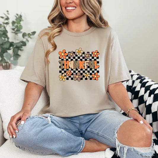 Thankful Checkerboard Graphic Tee