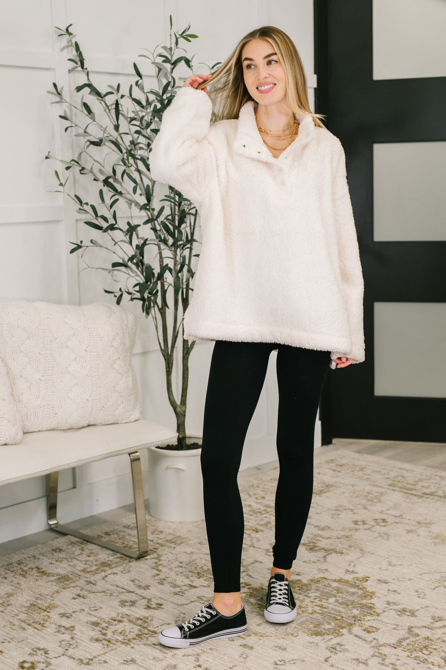 Fluffy Flurry Snap Button Pullover